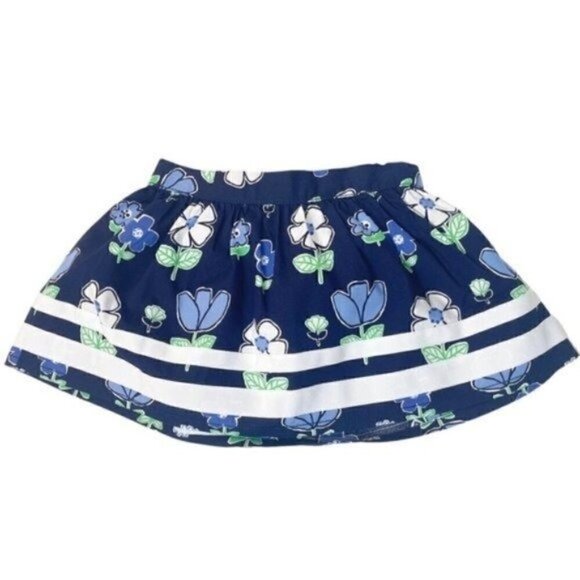 Gymboree Girls 18-24M Skirt with Diaper Cover Navy Flowers Ribbon Trim - Picture 1 of 7